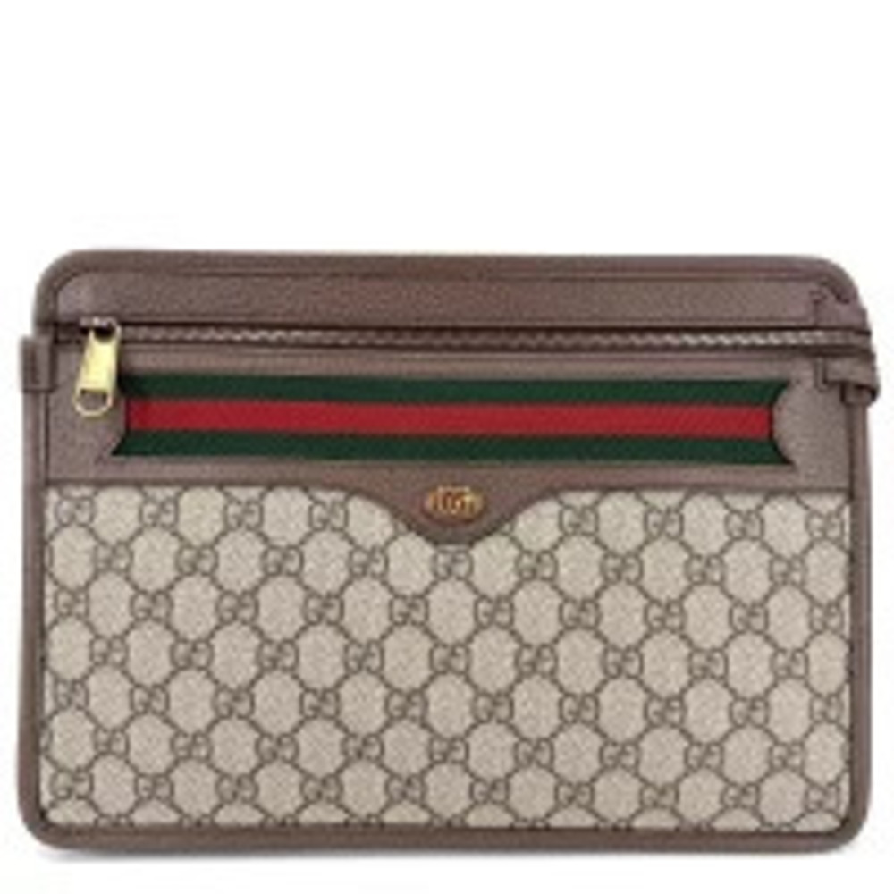 Gucci Clutch Bag Handbag Shoulder Clutch Sherry GG Supreme Beige Brown